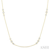 3/4 Ctw Three Stone Bezel Set Round Cut Diamond Station Necklace in 14K Yellow Gold